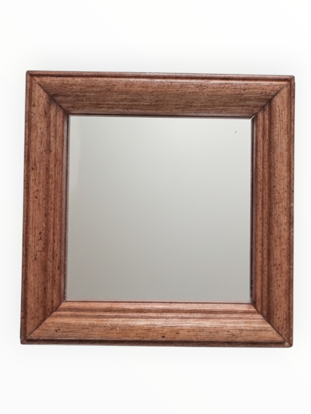 Vintage Small Wood Framed Wall Mirror 5.5” Square Rustic Country Farmhouse Decor